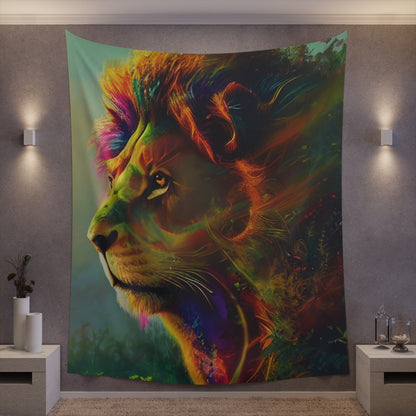 Psychedelic Lion Printed Wall Tapestry-ThePottersStones