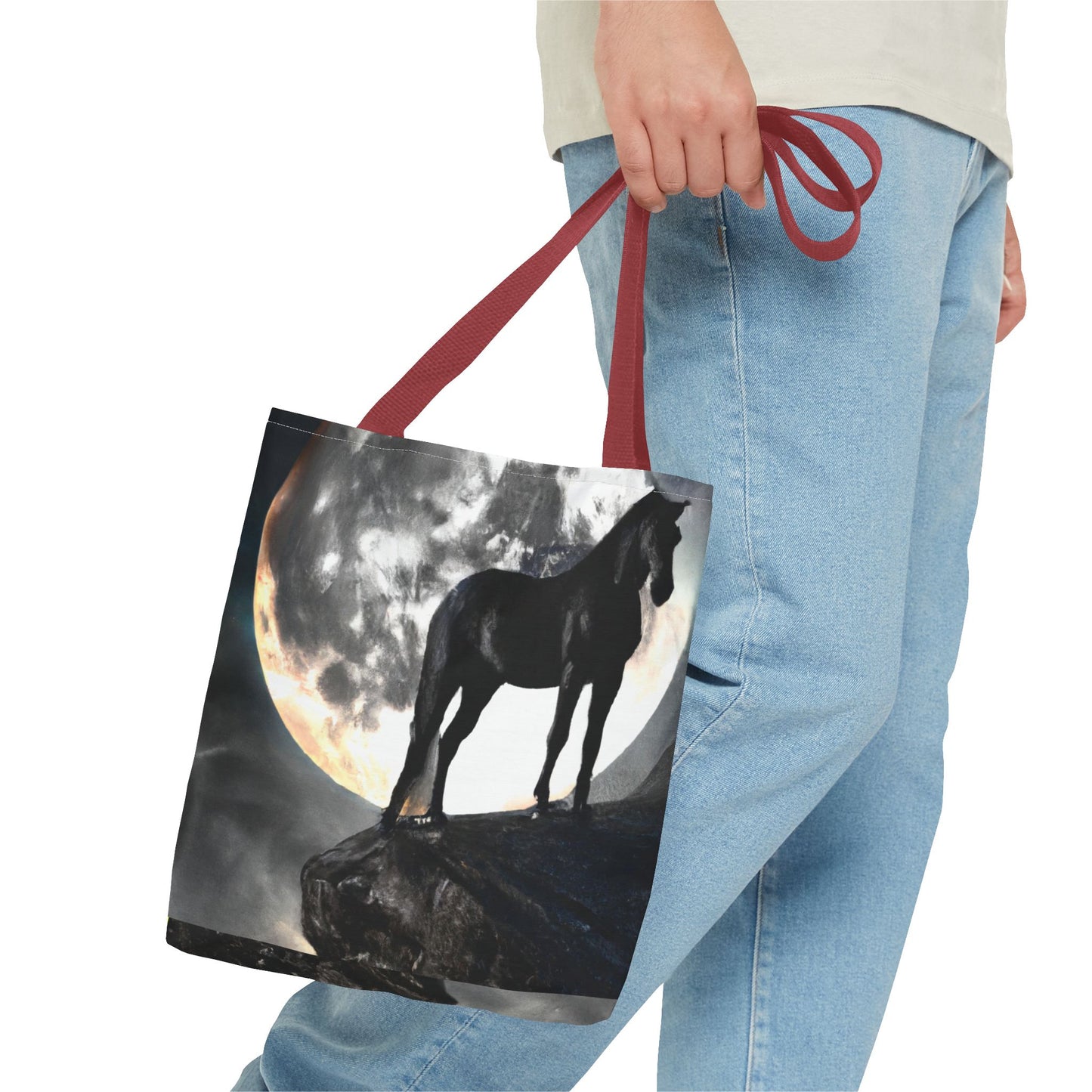 Black Stallion Full Moon Tote Bag (AOP)