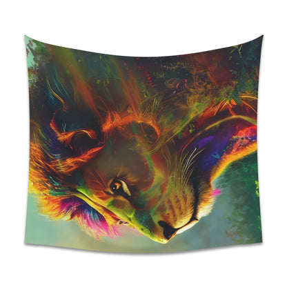 Psychedelic Lion Printed Wall Tapestry-ThePottersStones