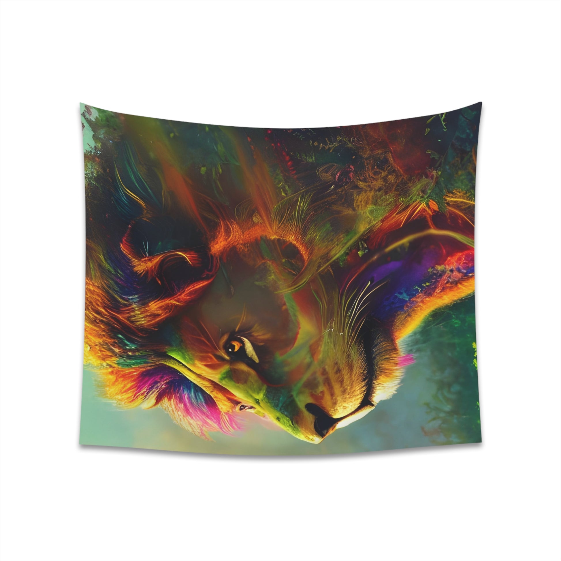 Psychedelic Lion Printed Wall Tapestry-ThePottersStones