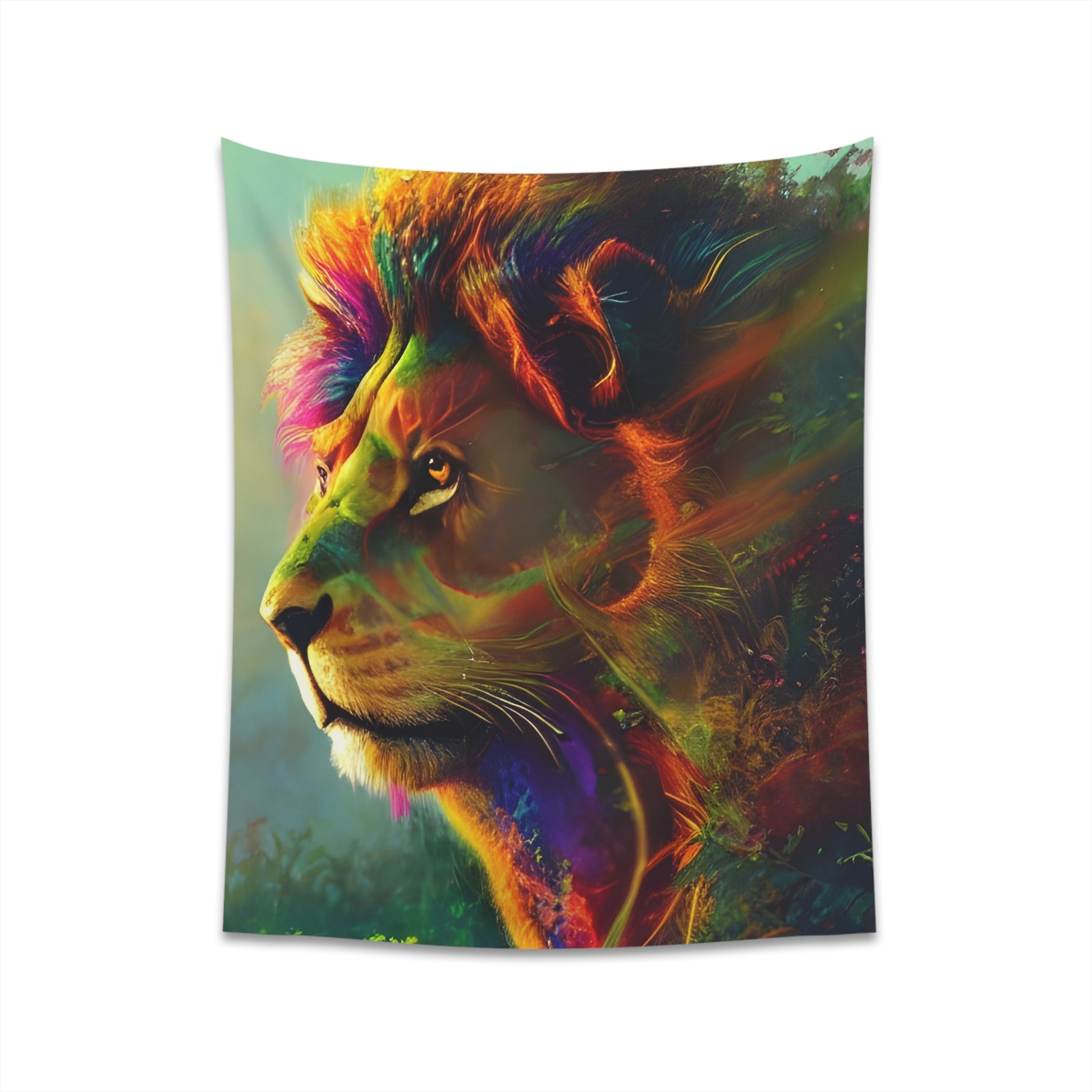 Psychedelic Lion Printed Wall Tapestry-ThePottersStones