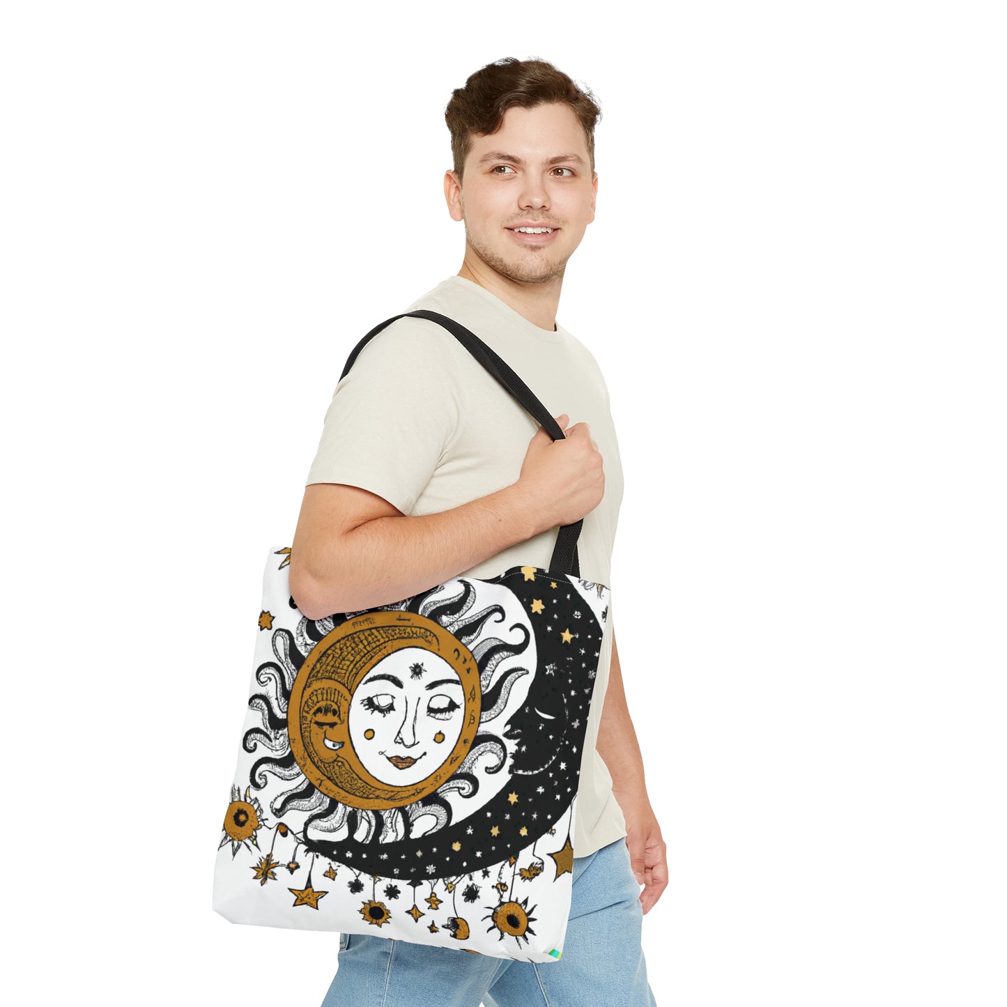 Boho Sun and Moon Design Tote Bag (AOP)-ThePottersStones