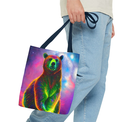 Cosmic Vibing Bear Tote Bag (AOP)