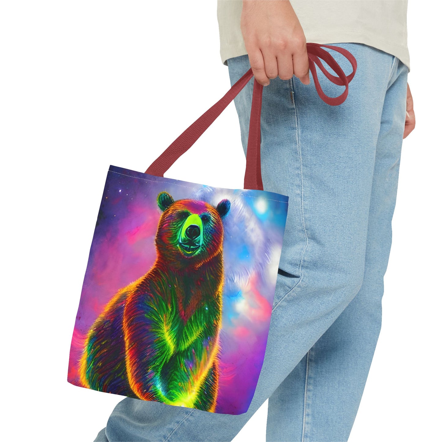 Cosmic Vibing Bear Tote Bag (AOP)