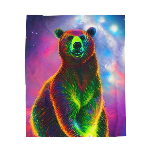 Cosmic Vibing Bear Velveteen Plush Blanket