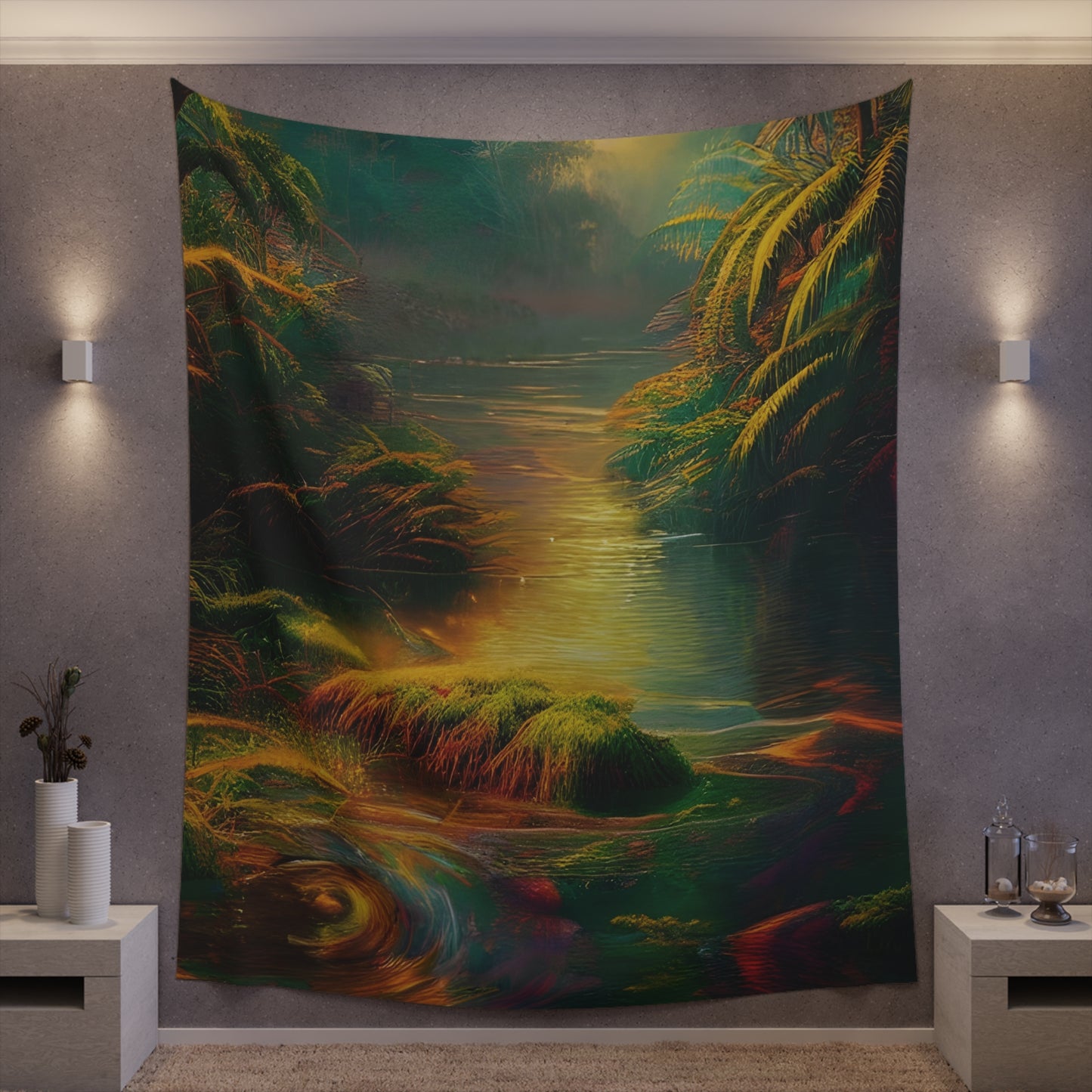 Peaceful River Printed Wall Tapestry-ThePottersStones