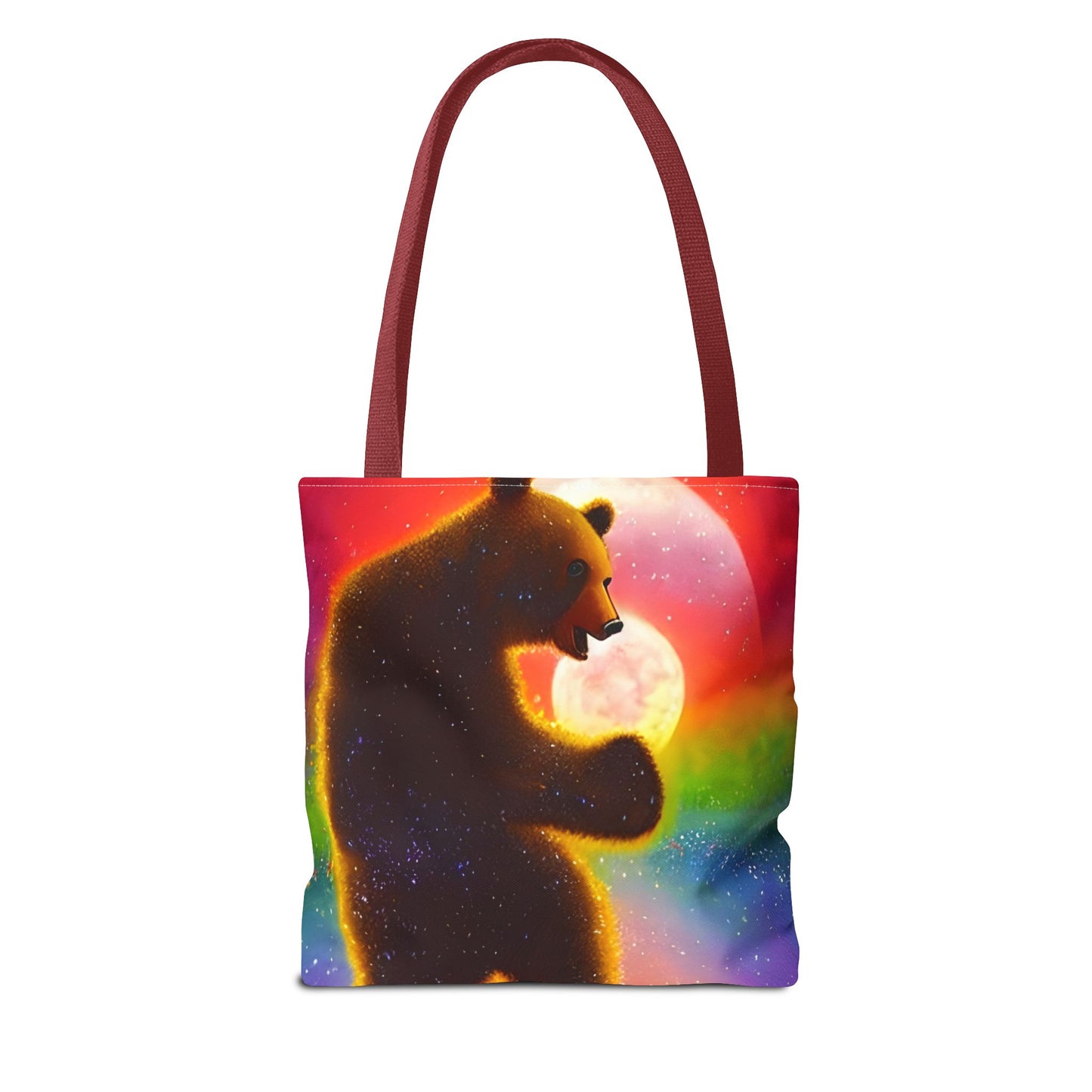 Dancing Psychedelic Rainbow Moon Bear Tote Bag (AOP)