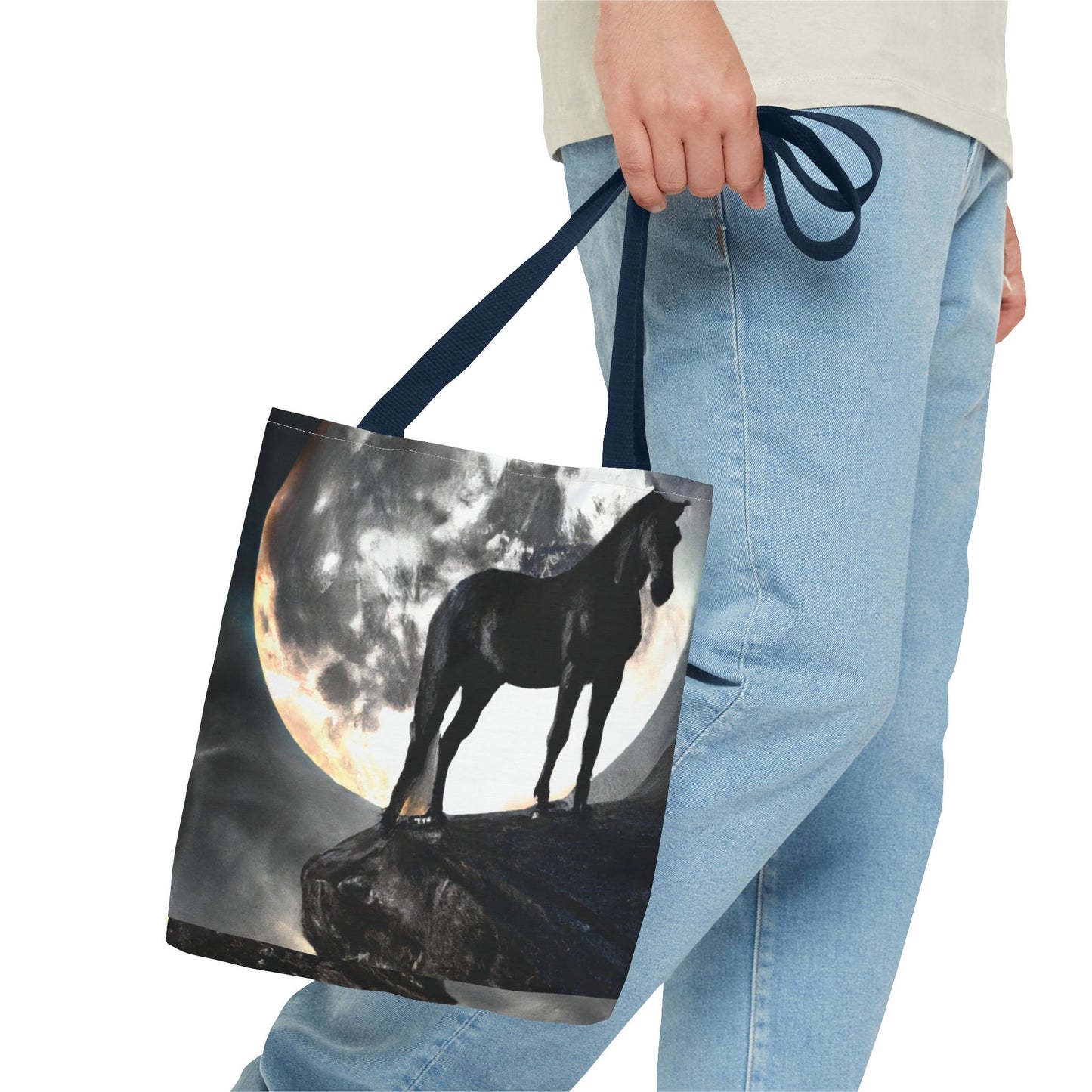 Black Stallion Full Moon Tote Bag (AOP)