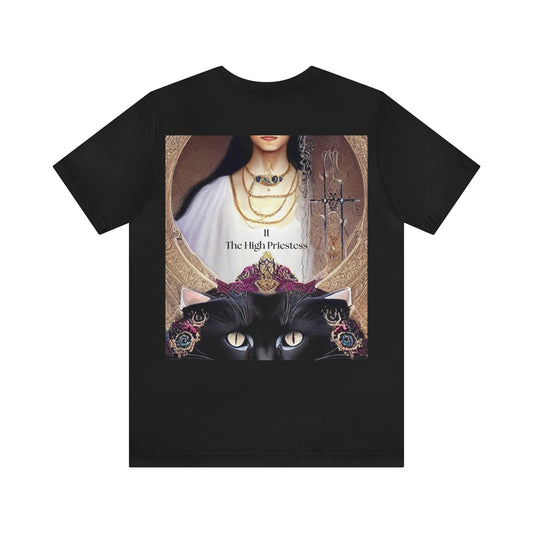 High Priestess Cat Unisex Bella+Canvas Black Jersey Short Sleeve Tee-ThePottersStones