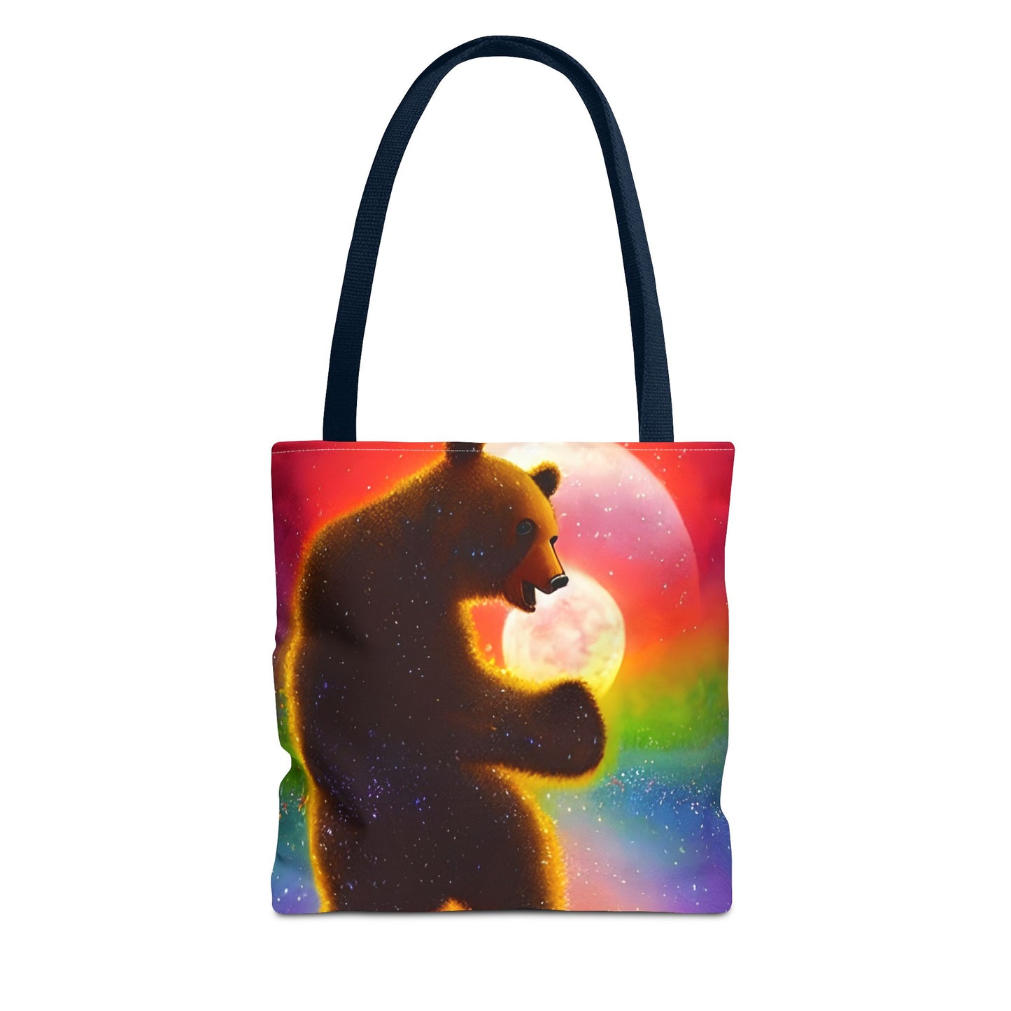 Dancing Psychedelic Rainbow Moon Bear Tote Bag (AOP)