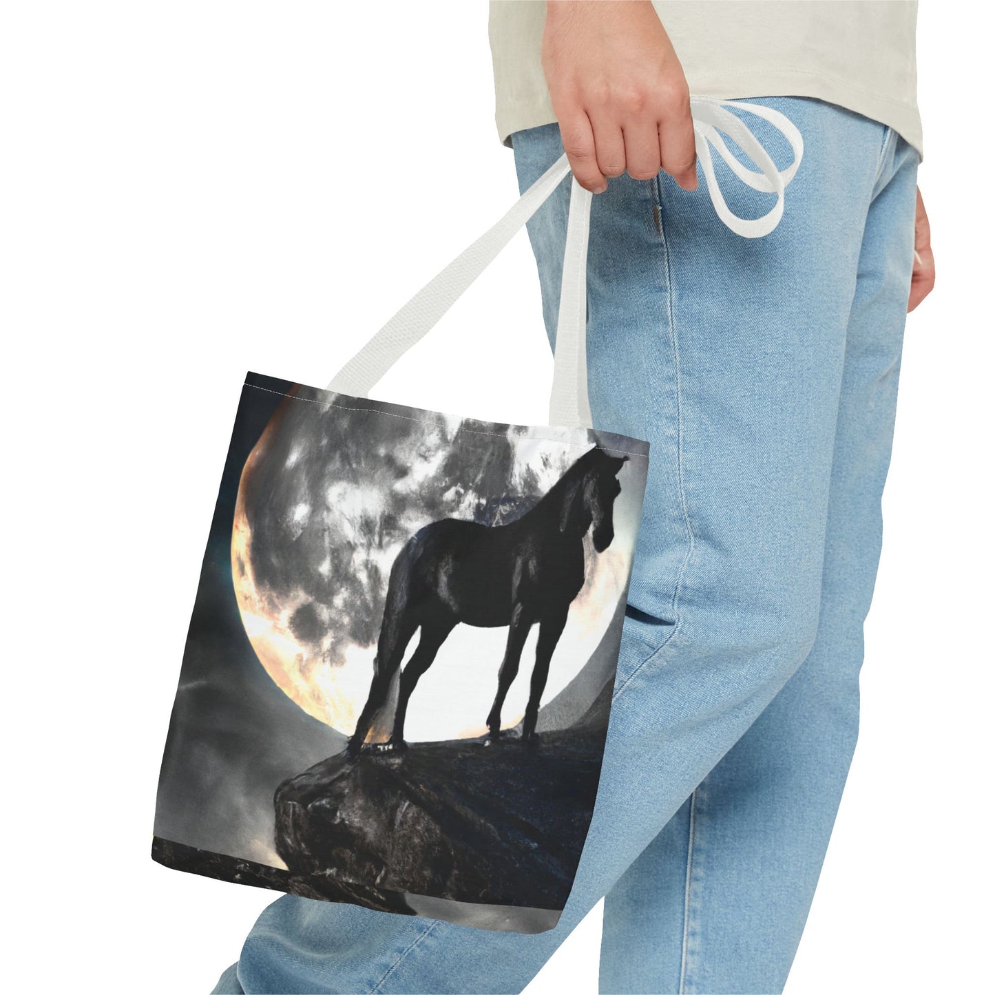Black Stallion Full Moon Tote Bag (AOP)