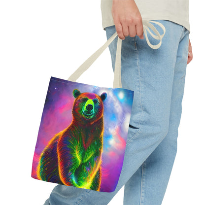 Cosmic Vibing Bear Tote Bag (AOP)