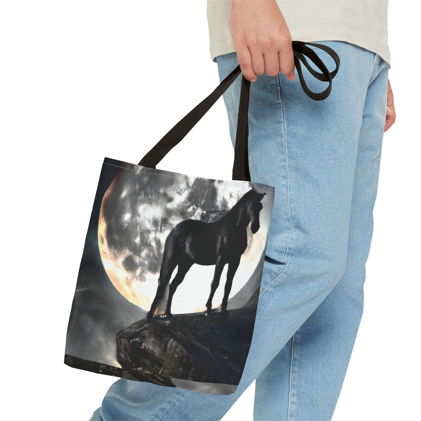 Black Stallion Full Moon Tote Bag (AOP)