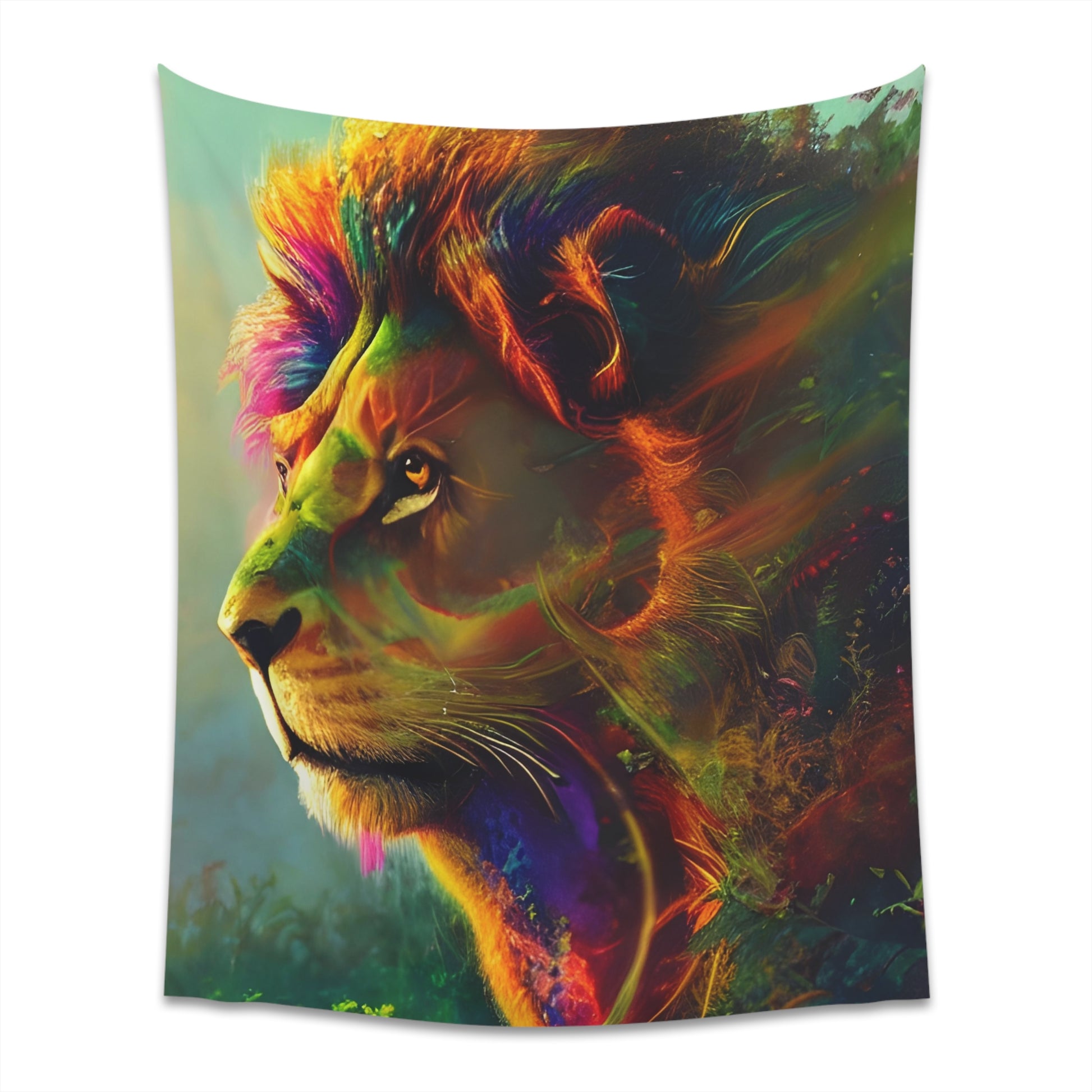 Psychedelic Lion Printed Wall Tapestry-ThePottersStones