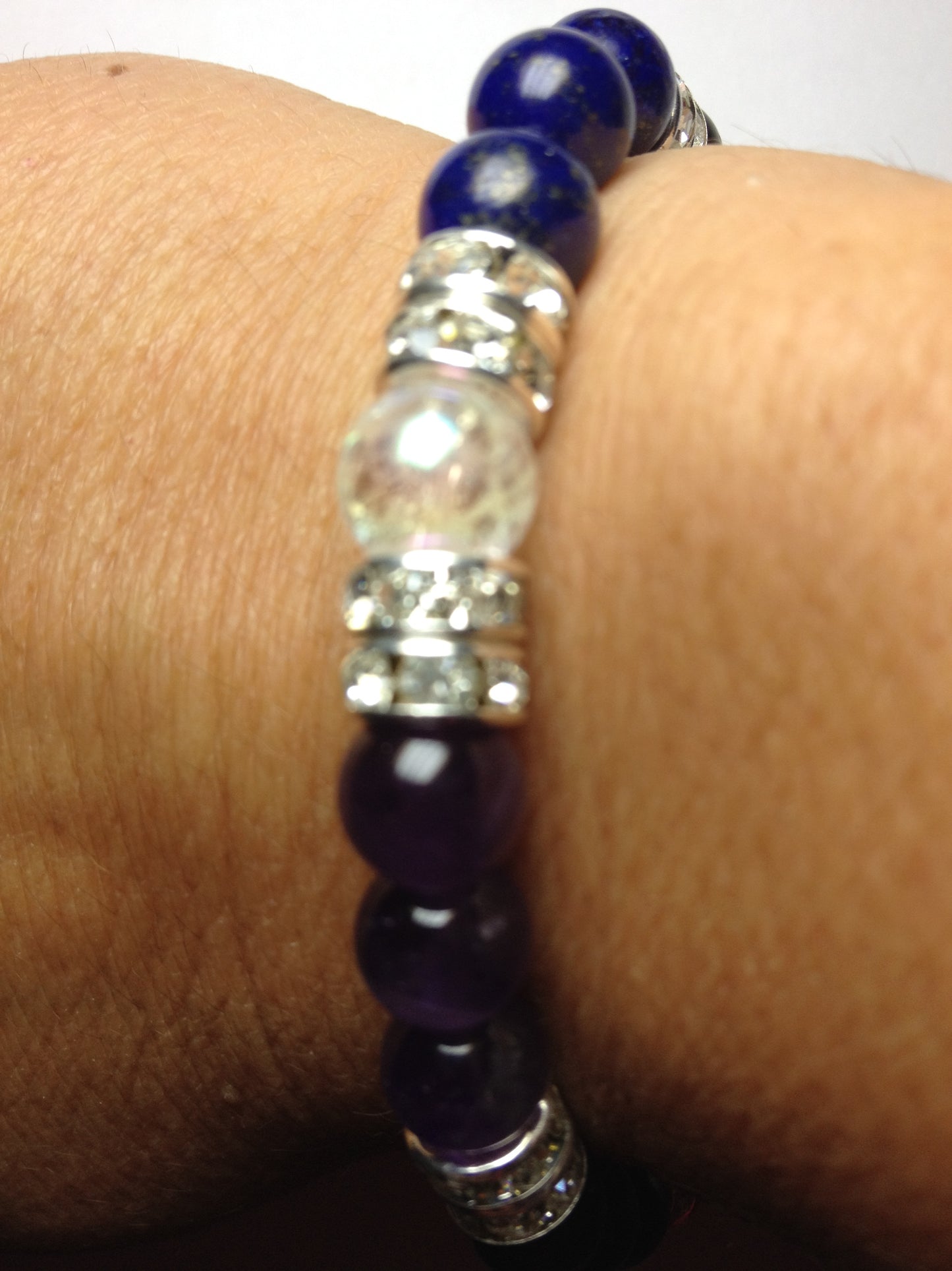 Guardian: Lapis Lazuli, Amethyst, & Obsidian Beaded Energy Stretch Bracelet-ThePottersStones