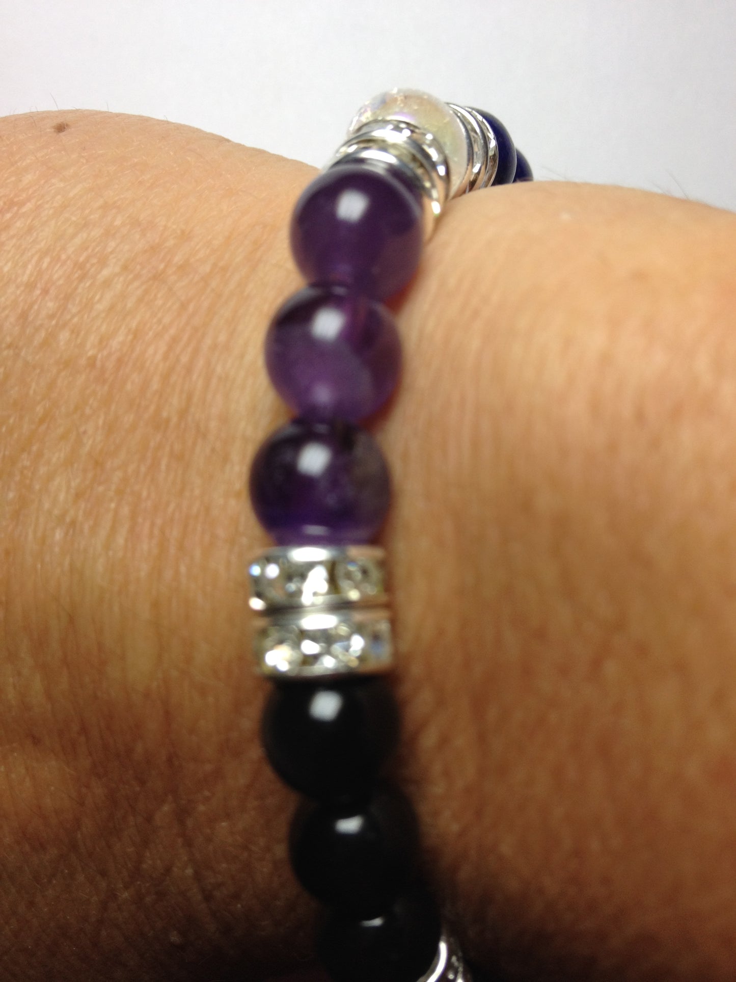 Guardian: Lapis Lazuli, Amethyst, & Obsidian Beaded Energy Stretch Bracelet-ThePottersStones